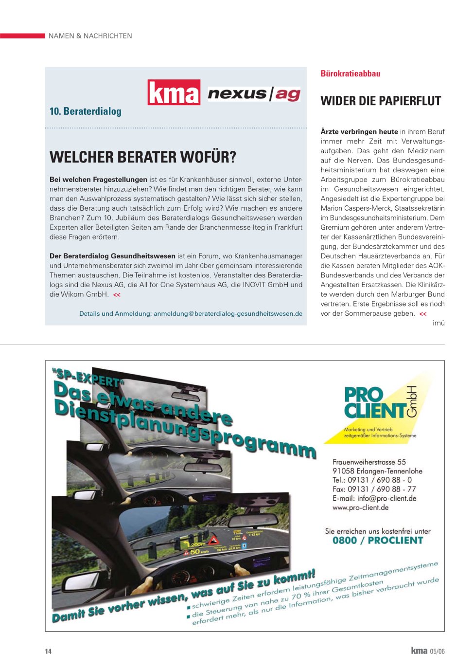 Vorschauseite 1: Welcher Berater wofür?