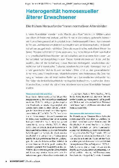 Vorschauseite 1: Heterogenität homosexueller älterer Erwachsener Die frühen Herausforderungen normativer Altersbilder