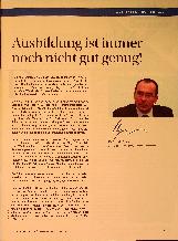 Vorschauseite 1: Ausbildung ist immer noch nicht gut genug!
