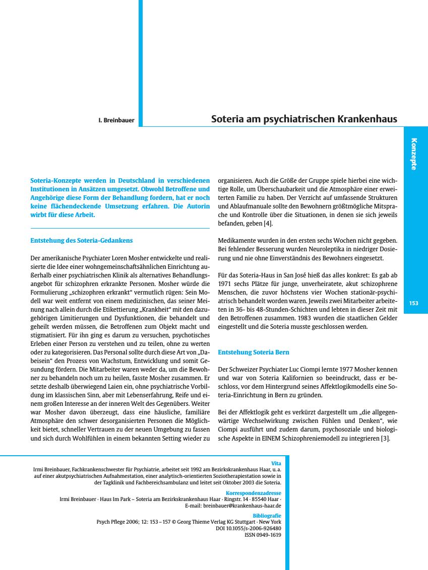 Vorschauseite 1: Soteria am psychiatrischen Krankenhaus