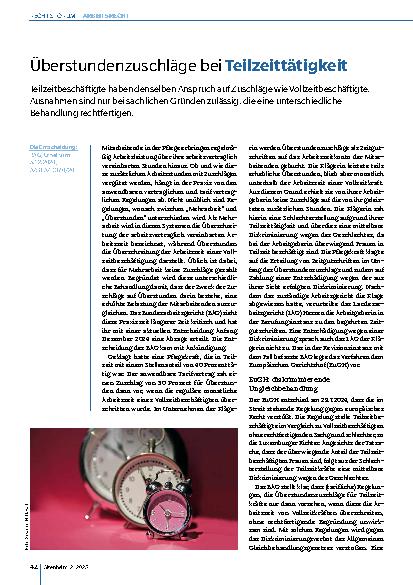 Vorschauseite 1: Überstundenzuschläge bei Teilzeittätigkeit