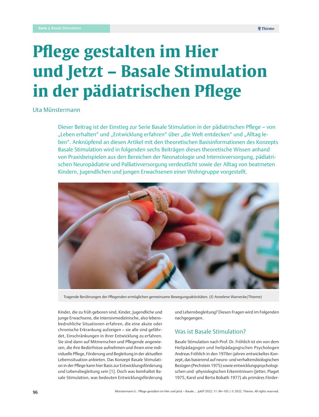 Vorschauseite 1: Pflege gestalten im Hier und Jetzt – Basale Stimulation in der pädiatrischen Pflege
