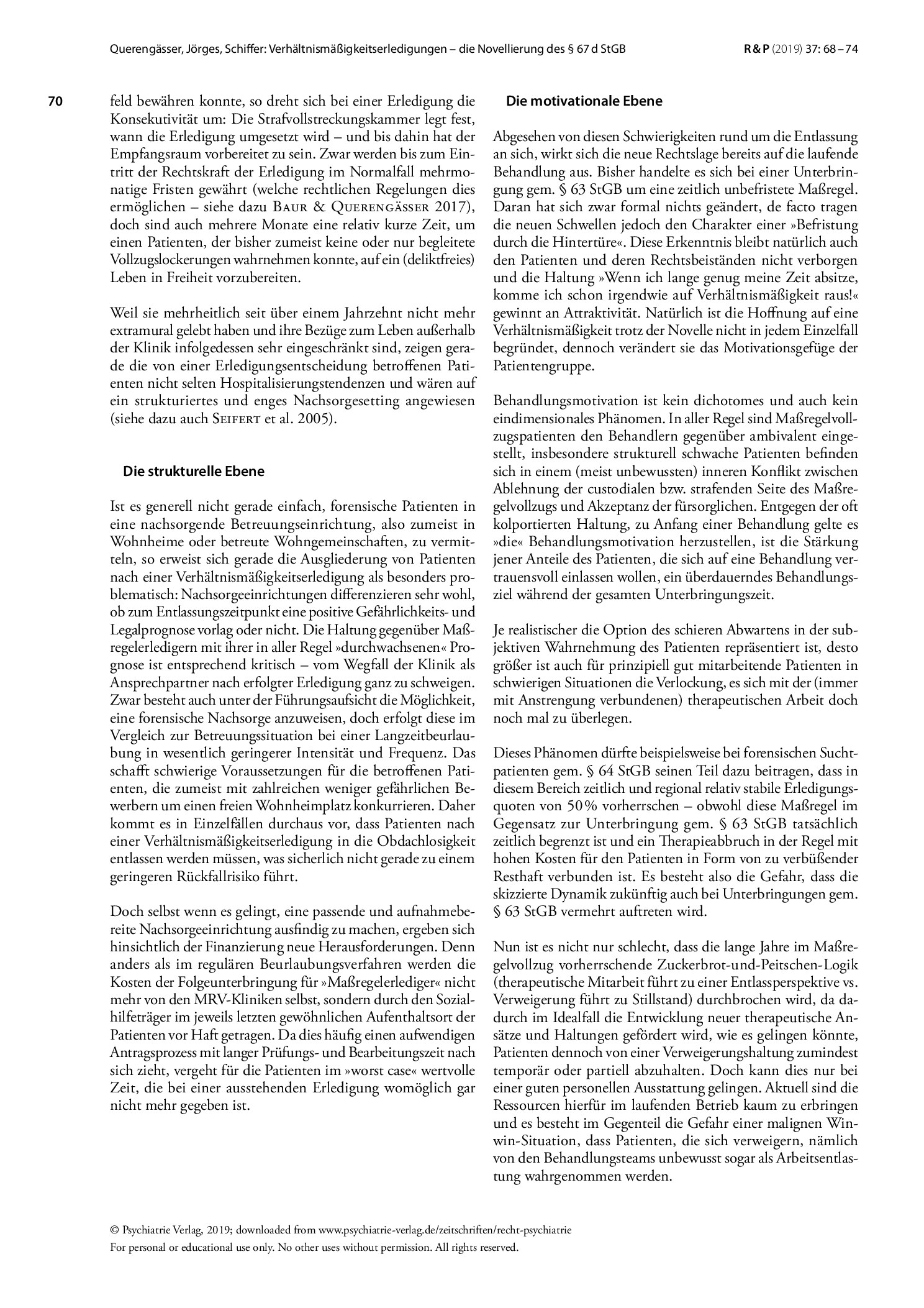 Vorschauseite 3: Verhältnismäßigkeitserledigungen – die Novellierung des § 67d StGB als Herausforderung für Sozialarbeit und Psychotherapie im Maßregelvollzug