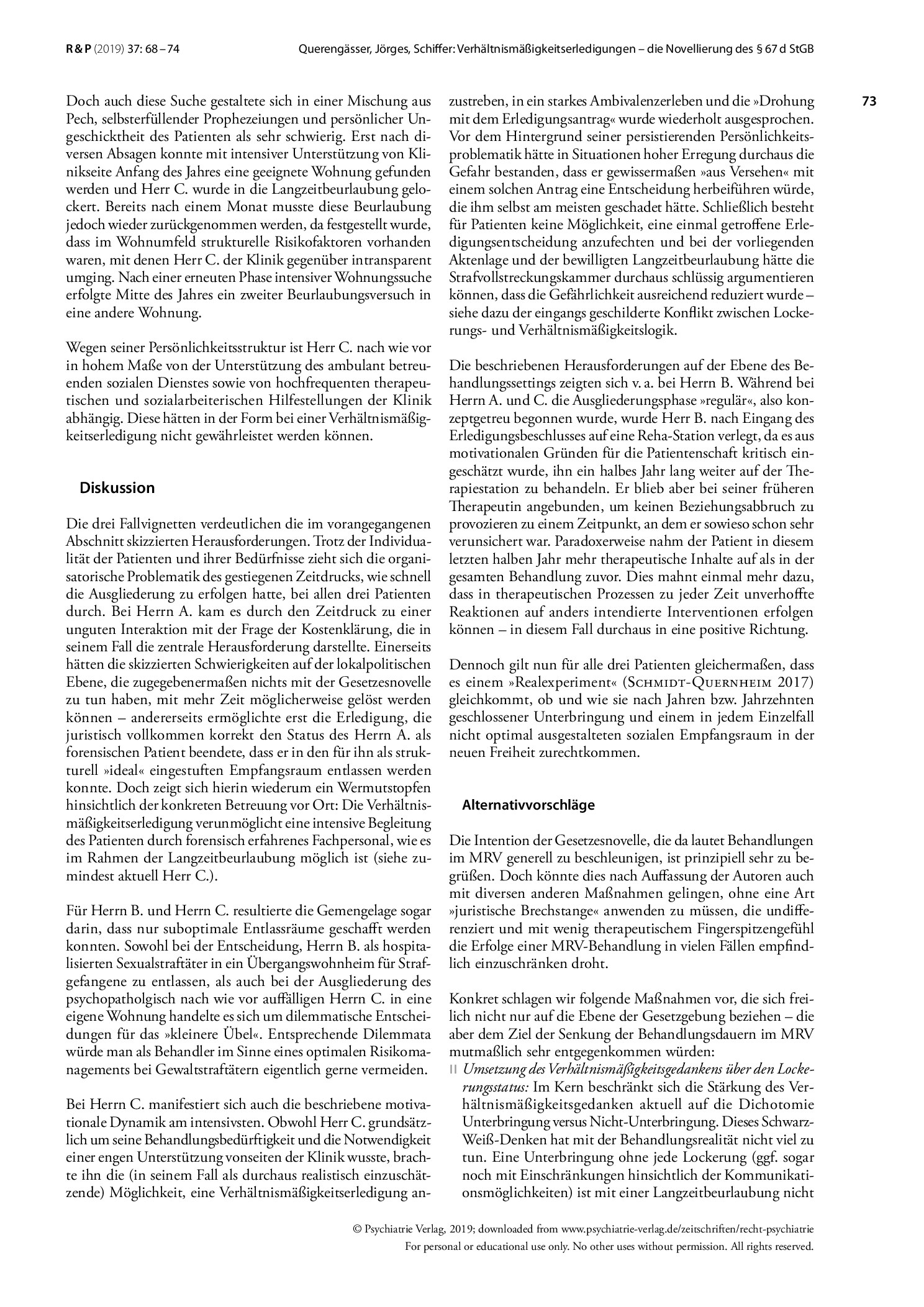 Vorschauseite 6: Verhältnismäßigkeitserledigungen – die Novellierung des § 67d StGB als Herausforderung für Sozialarbeit und Psychotherapie im Maßregelvollzug