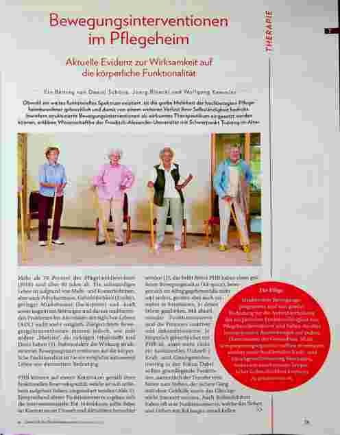 Vorschauseite 1: Bewegungsinterventionen im Pflegeheim: Aktuelle Evidenz zur Wirksamkeit auf die körperliche Funktionalität