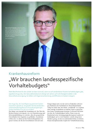 Vorschauseite 1: Krankenhausreform „Wir brauchen landesspezifische Vorhaltebudgets“