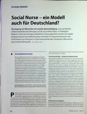 Vorschauseite 1: Social Nurse - ein Modell auch für Deutschland?
