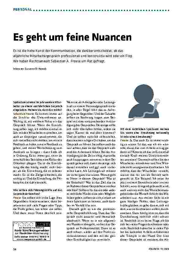 Vorschauseite 1: Es geht um feine Nuancen.