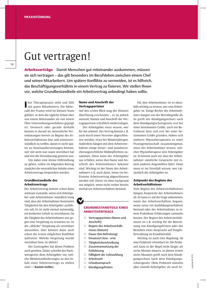 Vorschauseite 1: Arbeitsverträge? Gut vertragen!