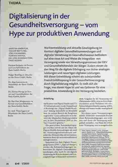 Vorschauseite 1: Digitalisierung in der Gesundheitsversorgung - vom Hype zur produktiven Anwendung
