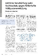 Vorschauseite 1: Zeitliche Verschärfung beim Rechtsschutz gegen fehlerhafte Prüfquotenermittlung. Dies gilt es zu beachten.