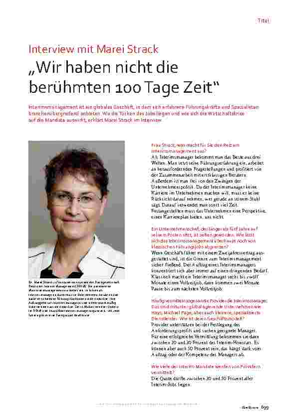 Vorschauseite 1: Wir haben nicht die berühmten 100 Tage Zeit.