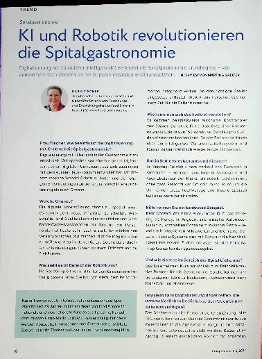 Vorschauseite 1: Kl und Robotik revolutionieren die Spitalgastronomie