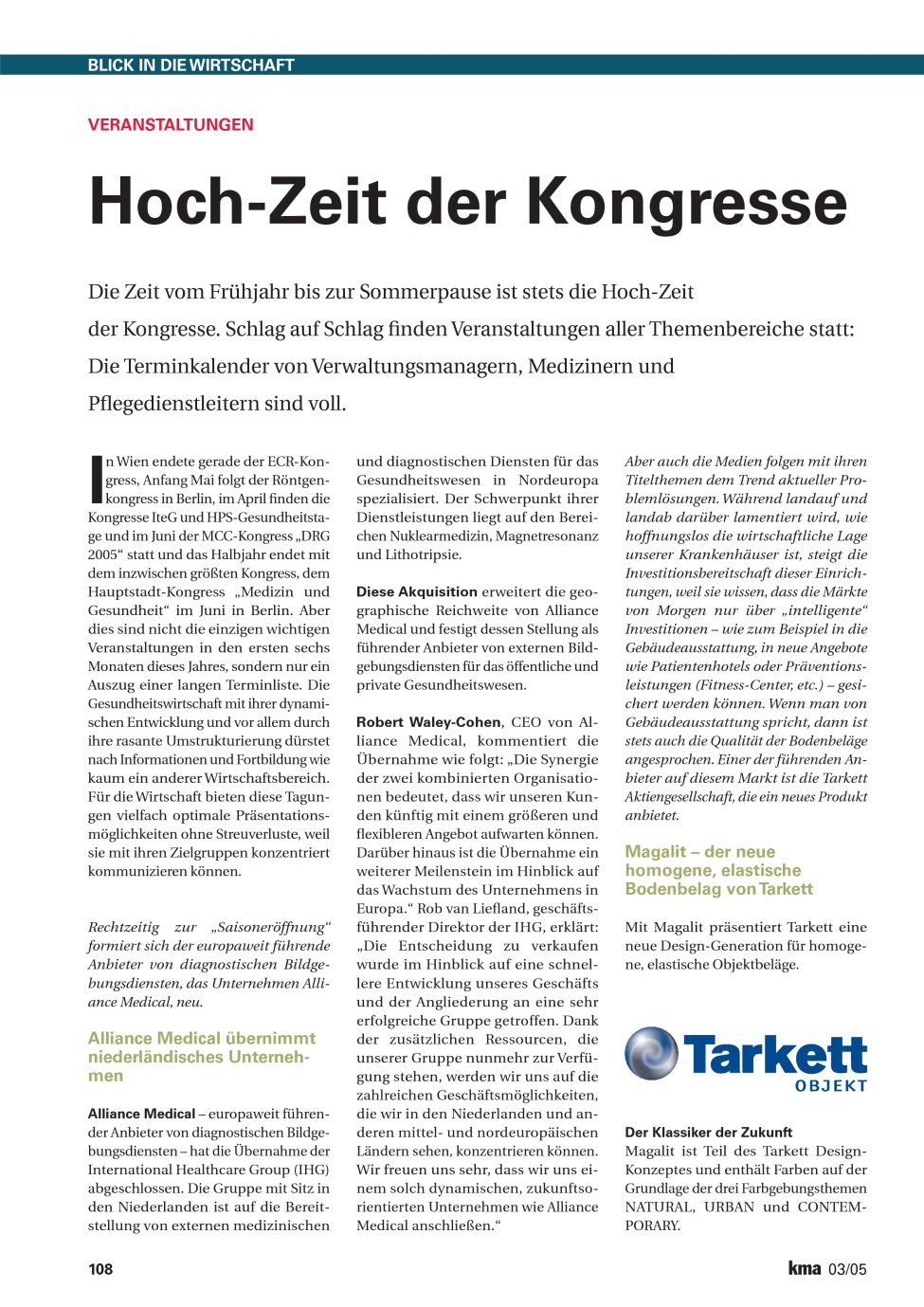 Vorschauseite 1: Hoch-Zeit der Kongresse