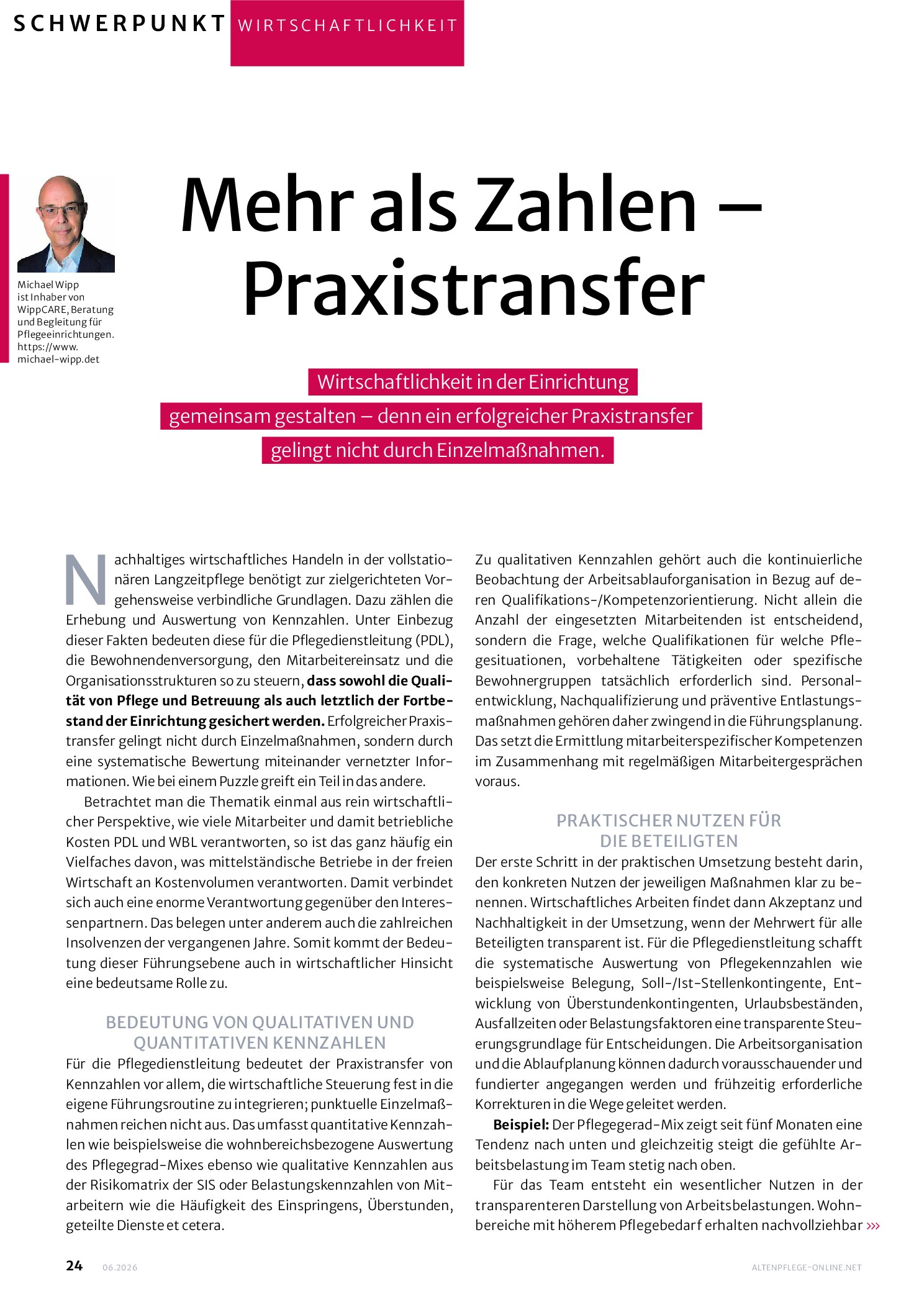 Vorschauseite 1: Mehr als Zahlen – Praxistransfer
