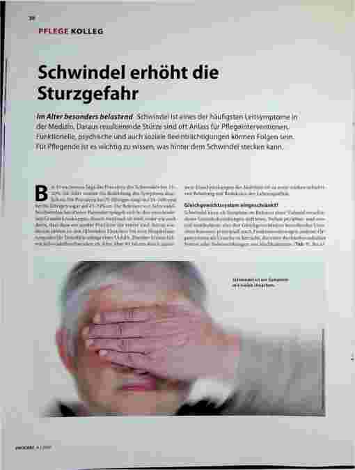 Vorschauseite 1: Schwindel erhöht die Sturzgefahr.