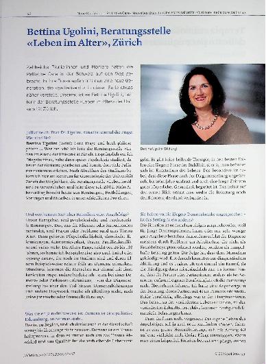 Vorschauseite 1: Bettina Ugolini, Beratungsstelle «Leben im Alter», Zürich