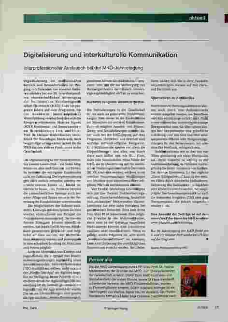 Vorschauseite 1: Digitalisierung und interkulturelle Kommunikation Interprofessioneller Austausch bei der MKÖ-Jahrestagung