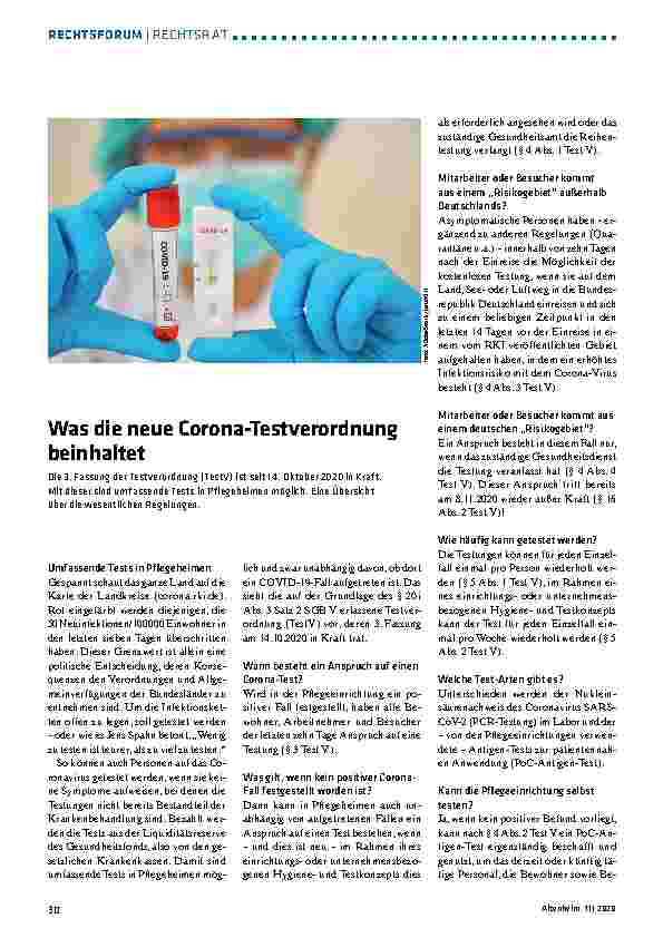 Vorschauseite 1: Was die neue Corona-Testverordnung beinhaltet
