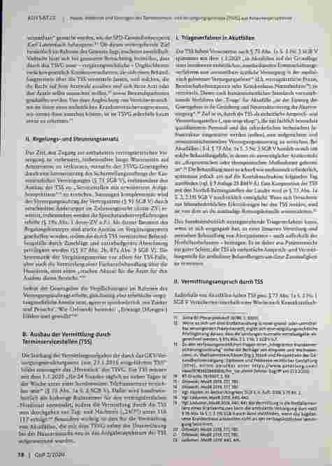 Vorschauseite 2: Probleme und Lösungen des Terminserviceund Versorgungsgesetzes (TSVG) aus Patientenperspektive