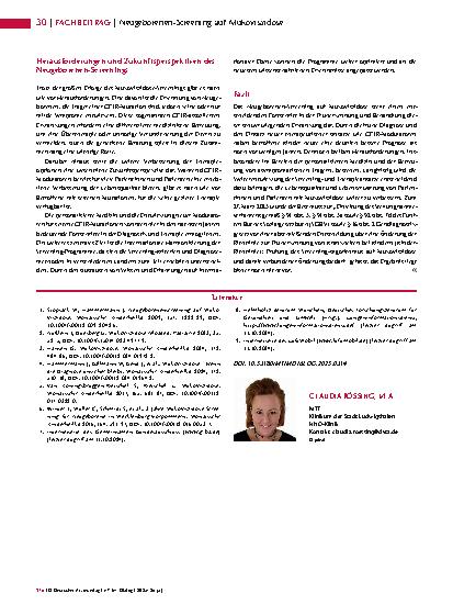 Vorschauseite 3: Neugeborenen-Screening auf Mukoviszidose Bedeutung und Zukunftsperspektiven