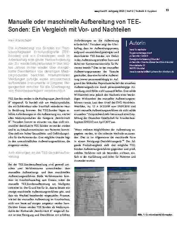 Vorschauseite 1: Manuelle oder maschinelle Aufbereitung von TEESonden: Ein Vergleich mit Vorund Nachteilen