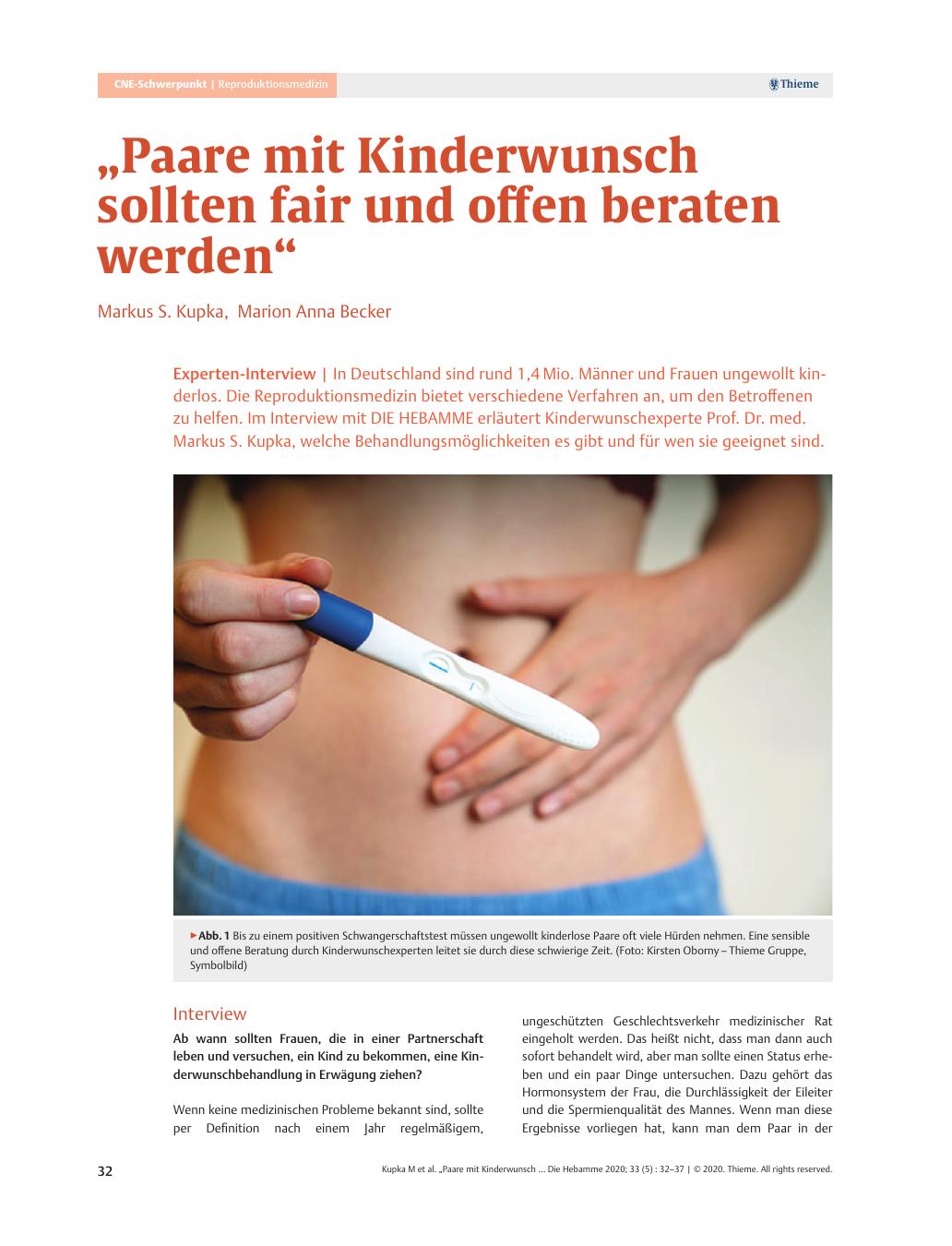 Vorschauseite 1: Paare mit Kinderwunsch sollten fair und offen beraten werden.