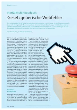 Vorschauseite 1: Notfallstufenbeschluss Gesetzgeberische Webfehler