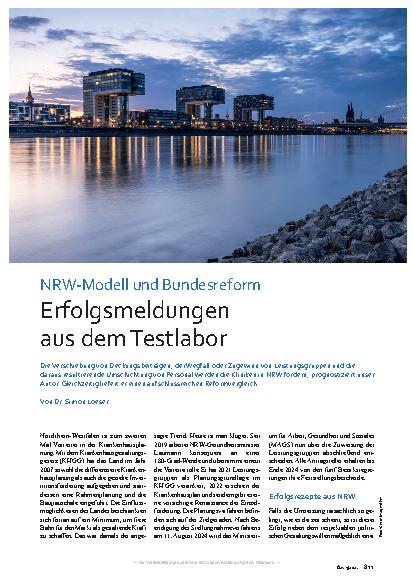 Vorschauseite 1: NRW-Modell und Bundesreform: Erfolgsmeldungen aus dem Testlabor