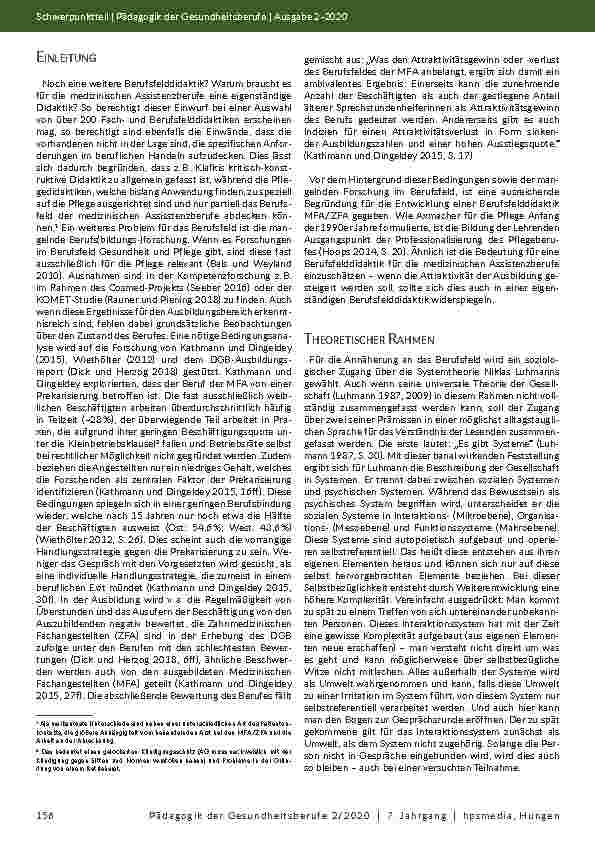 Vorschauseite 2: Didaktische Annäherungen an das Berufsfeld MFA / ZFA