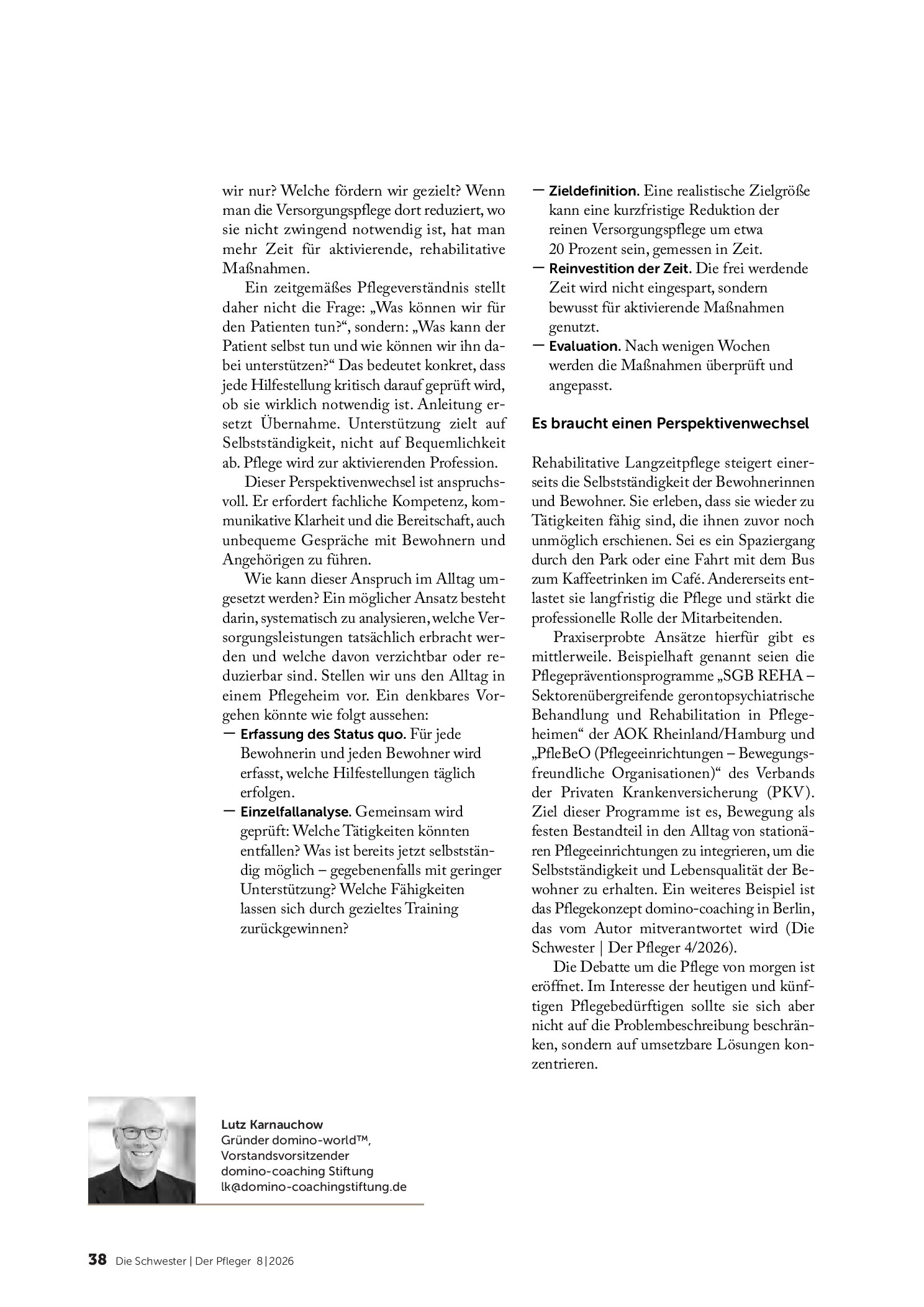 Vorschauseite 3: Von der Fürsorge zum Empowerment: Rehabilitative Langzeitpflege