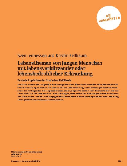 Vorschauseite 1: Lebensthemen von jungen Menschen mit lebensverkürzender oder lebensbedrohlicher Erkrankung