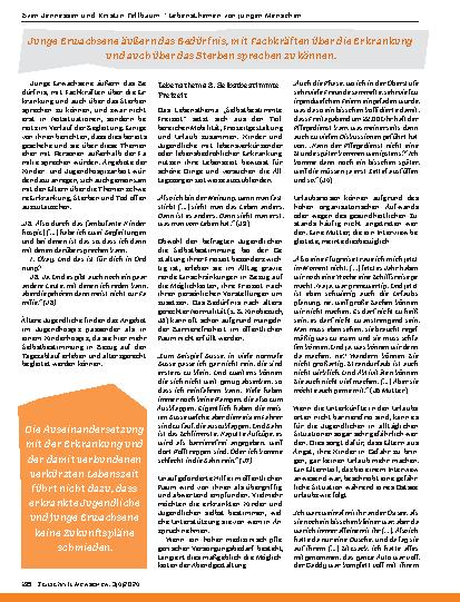 Vorschauseite 4: Lebensthemen von jungen Menschen mit lebensverkürzender oder lebensbedrohlicher Erkrankung