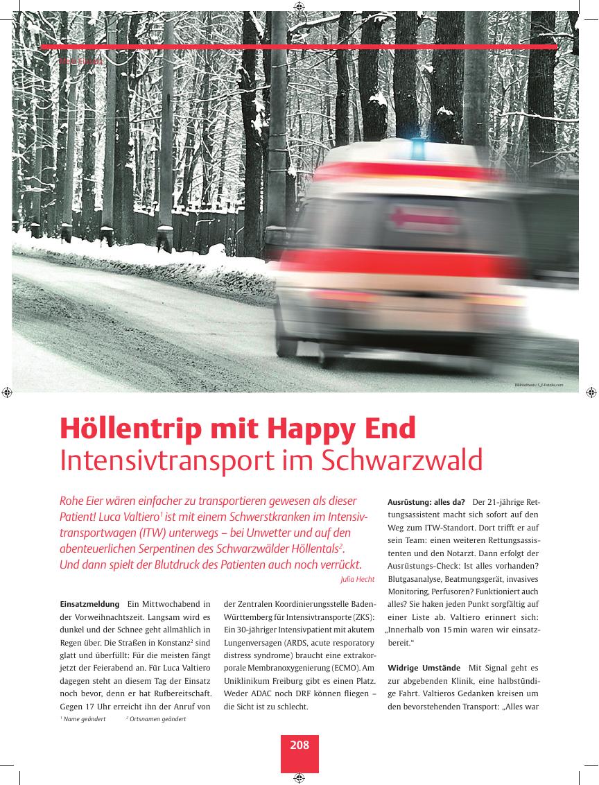 Vorschauseite 1: Höllentrip mit Happy End ? Intensivtransport im Schwarzwald
