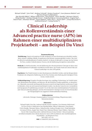 Vorschauseite 1: Clinical Leadership als Rollenverständnis einer Advanced practice nurse (APN) im Rahmen einer multidisziplinären Projektarbeit – am Beispiel Da Vinci