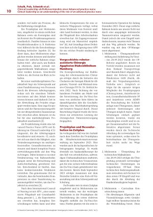 Vorschauseite 3: Clinical Leadership als Rollenverständnis einer Advanced practice nurse (APN) im Rahmen einer multidisziplinären Projektarbeit – am Beispiel Da Vinci