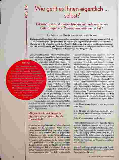 Vorschauseite 1: Wie geht es Ihnen eigentlich ... 2 selbst? Erkenntnisse zu Arbeitszufriedenheit und beruflichen Belastungen von Physiotherapeutinnen - Teil 1