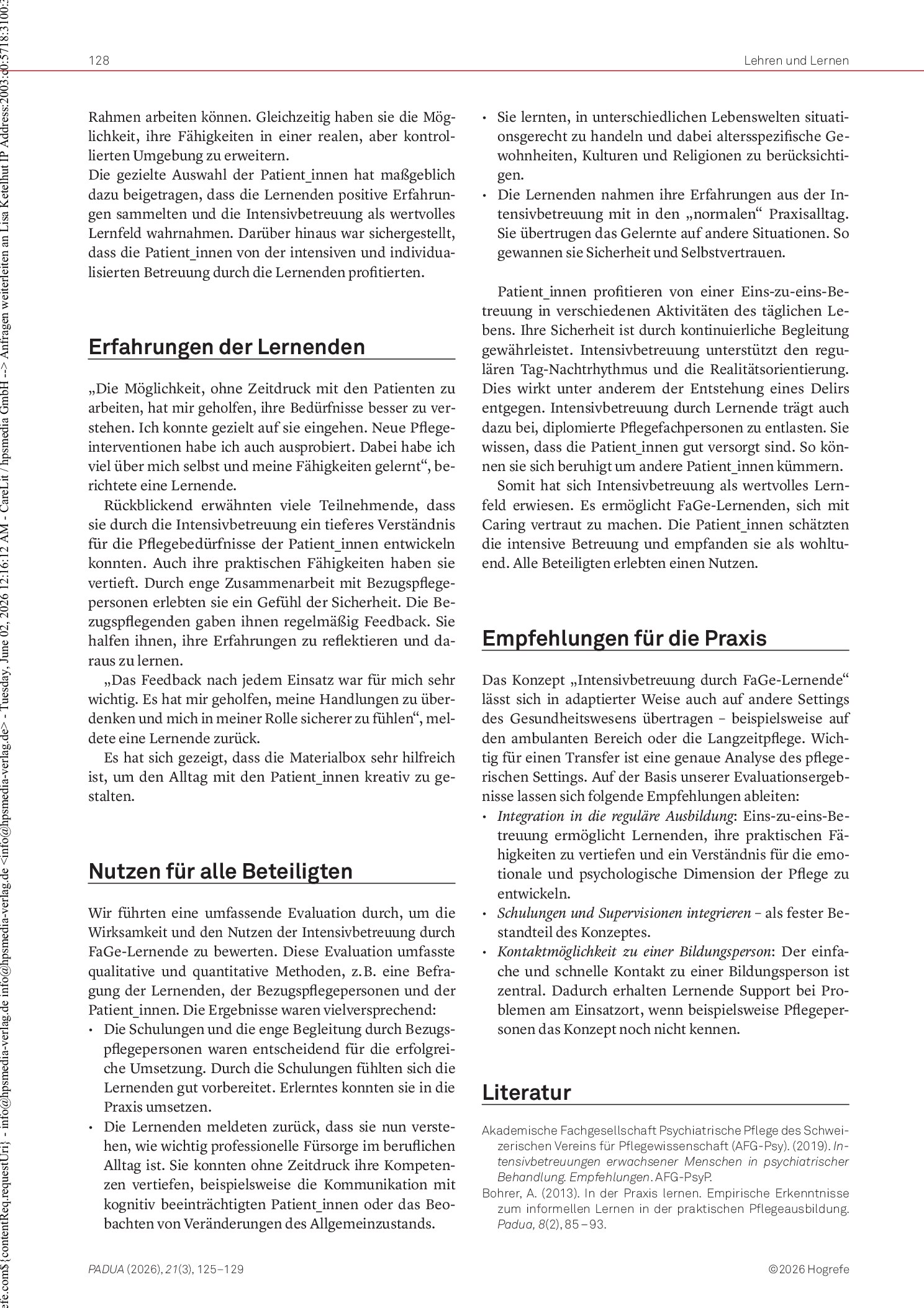 Vorschauseite 4: „Intensivbetreuung durch FaGe-Lernende“ – ein prämiertes Berufsbildungskonzept