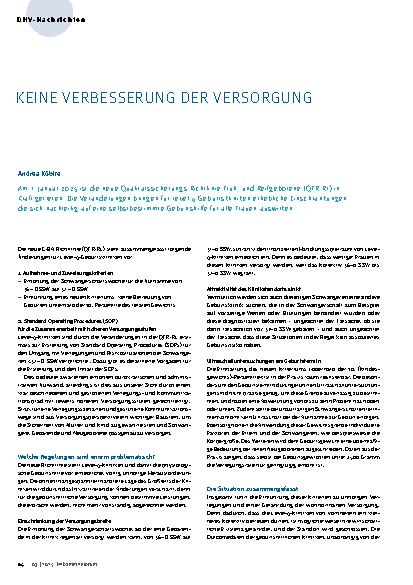 Vorschauseite 1: Keine Verbesserung der Versorgung
