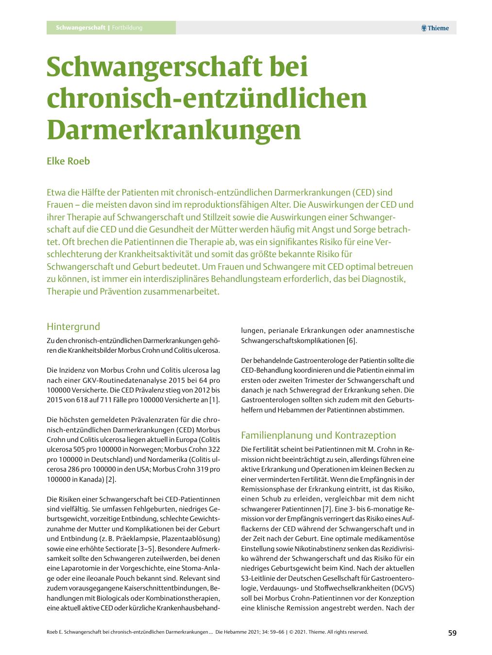 Vorschauseite 1: Schwangerschaft bei chronisch-entzündlichen Darmerkrankungen