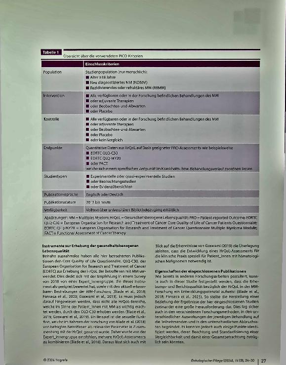 Vorschauseite 4: Gesundheitsbezogene Lebensqualität im Krankheitsverlauf Gezielte pflegerische Interventionen für Patienten mit Multiplem Myelom