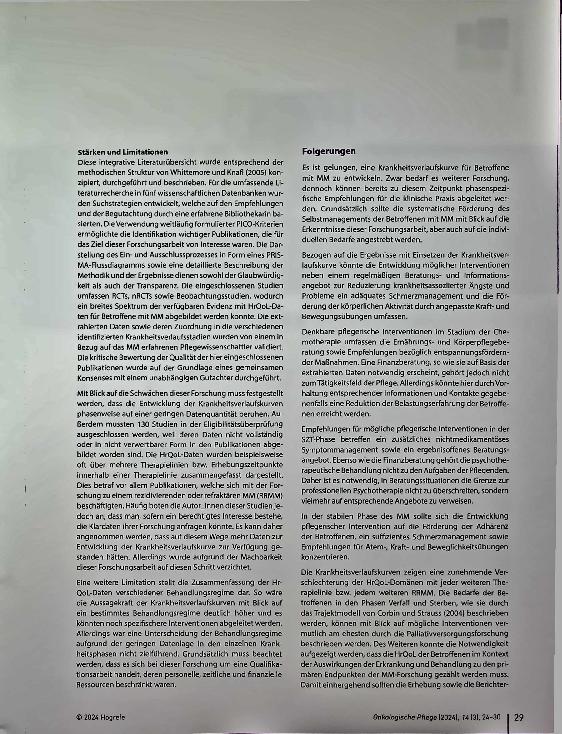 Vorschauseite 6: Gesundheitsbezogene Lebensqualität im Krankheitsverlauf Gezielte pflegerische Interventionen für Patienten mit Multiplem Myelom