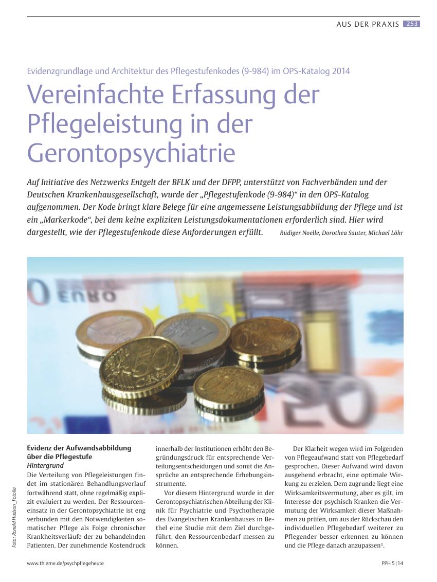 Vorschauseite 1: Vereinfachte Erfassung der Pflegeleistung in der Gerontopsychiatrie