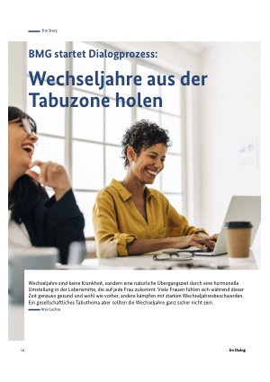 Vorschauseite 1: BMG startet Dialogprozess: Wechseljahre aus der Tabuzone holen