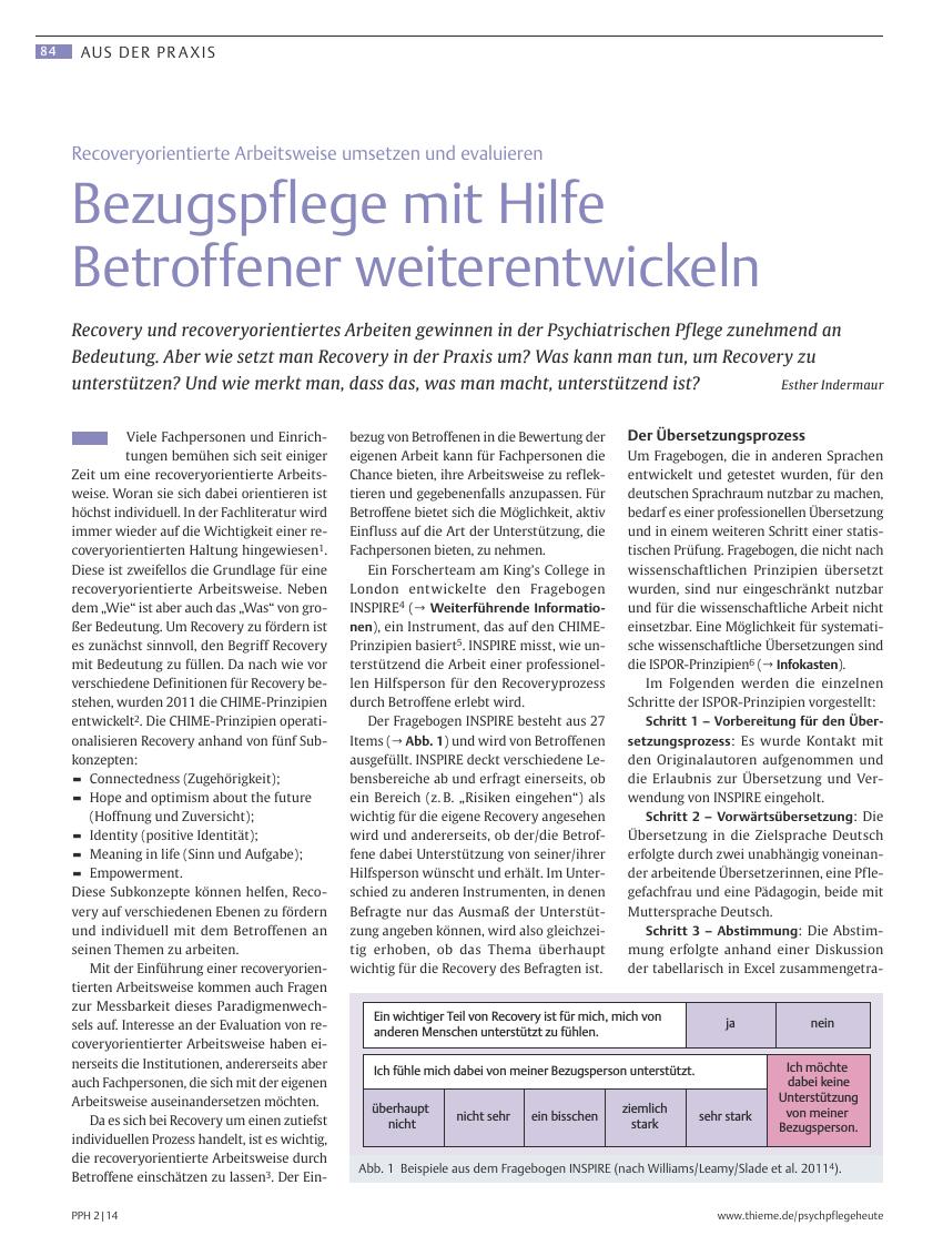 Vorschauseite 1: Bezugspflege mit Hilfe Betroffener weiterentwickeln