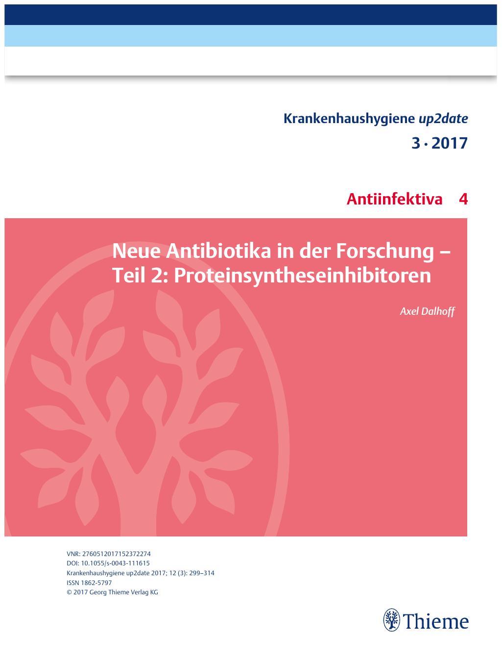Vorschauseite 1: Neue Antibiotika in der Forschung ? Teil 2: Proteinsyntheseinhibitoren