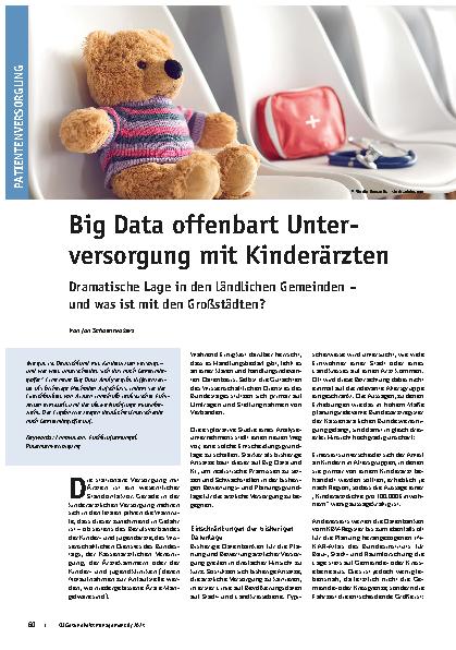 Vorschauseite 1: Big Data offenbart Unterversorgung mit Kinderärzten. Dramatische Lage in den ländlichen Gemeinden – und was ist mit den Großstädten?