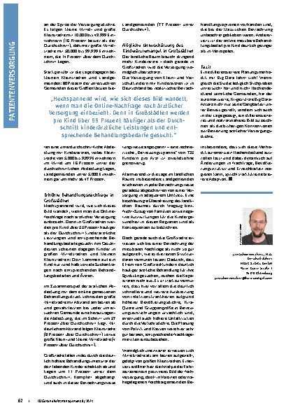 Vorschauseite 3: Big Data offenbart Unterversorgung mit Kinderärzten. Dramatische Lage in den ländlichen Gemeinden – und was ist mit den Großstädten?
