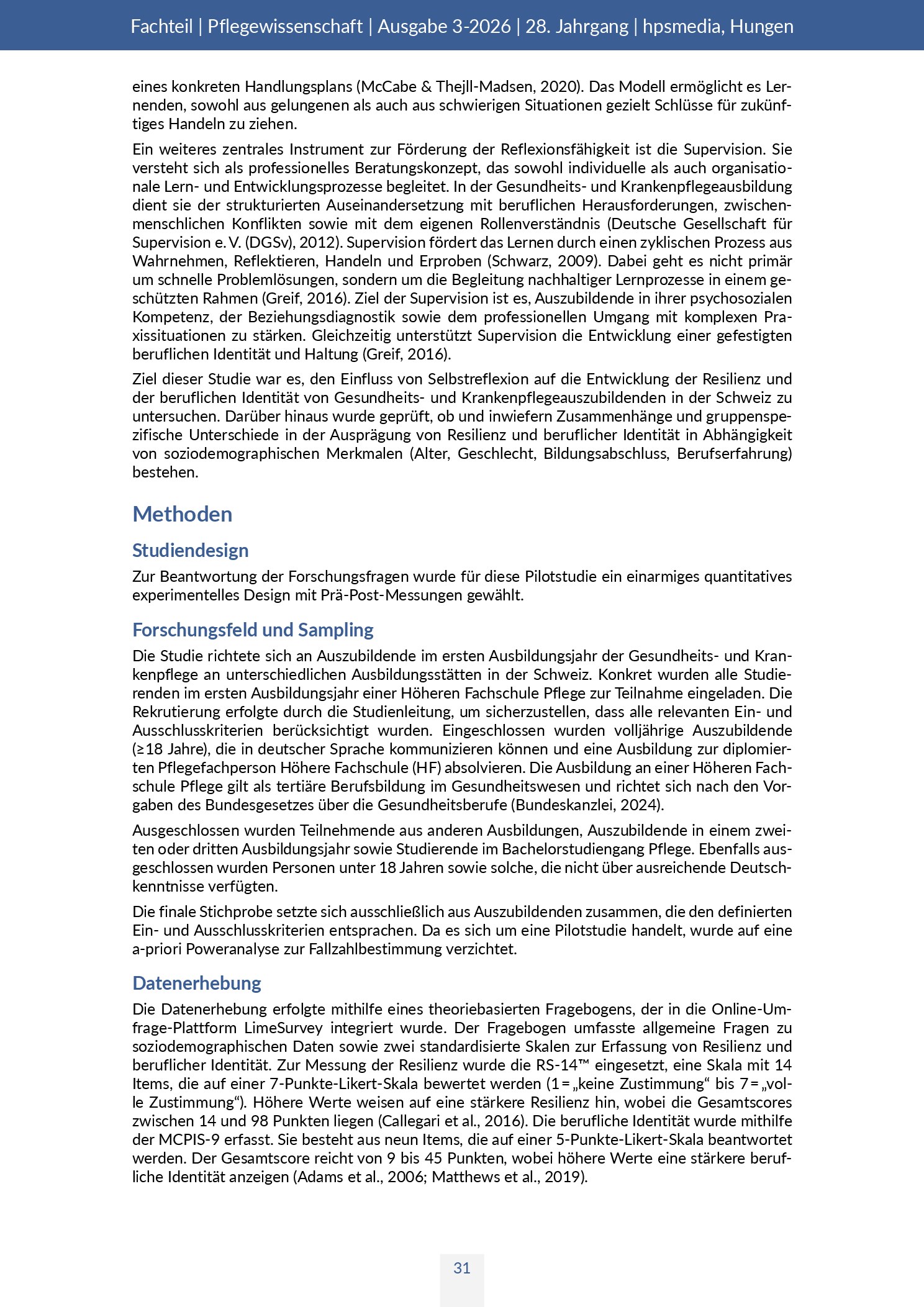 Vorschauseite 3: Einfluss von Selbstreflexion auf die Entwicklung von Resilienz und beruflicher Identität bei Pflegeauszubildenden