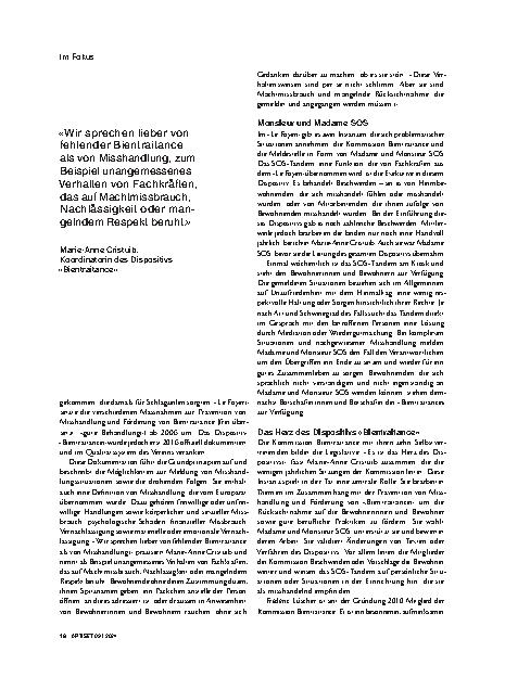 Vorschauseite 3: Die Stimme der Bewohnenden findet Gehör.
